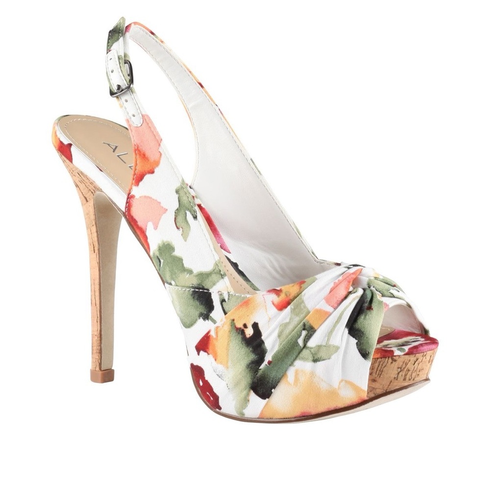 ALDO Women's Floral Slingback Platform Peep Toe Heels 7